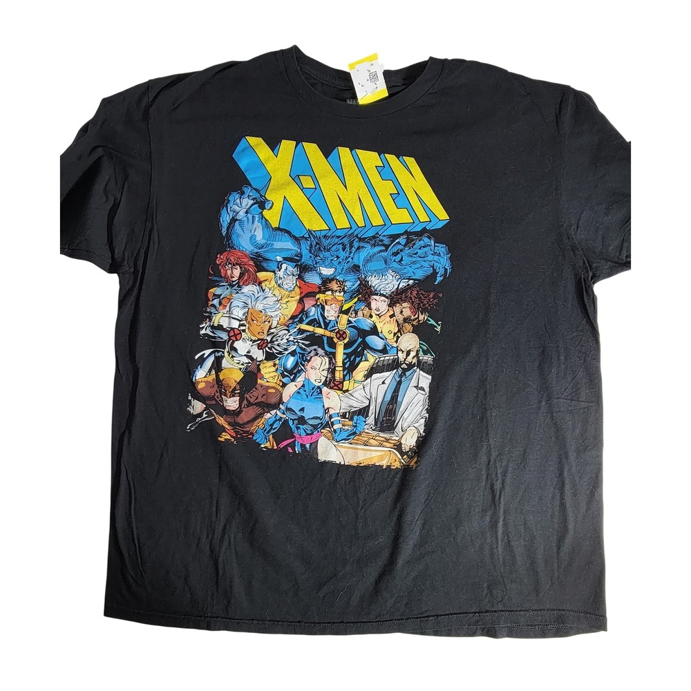 Marvel X-Men Graphic T-Shirt Mens 2XL Black Short Sleeve Comic Team Print